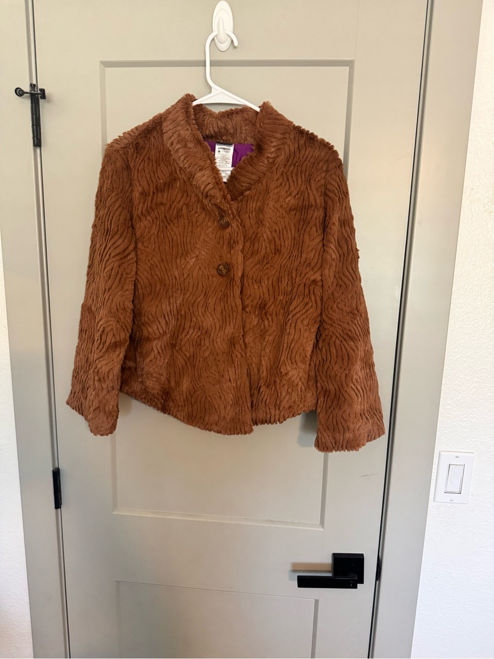 Patagonia Faux Fur Puffer Jacket in Chestnut Brown